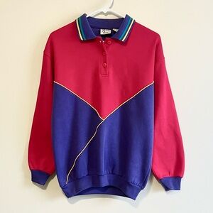 Vintage Alison Craig Fleece Collared Colorblock Pullover
